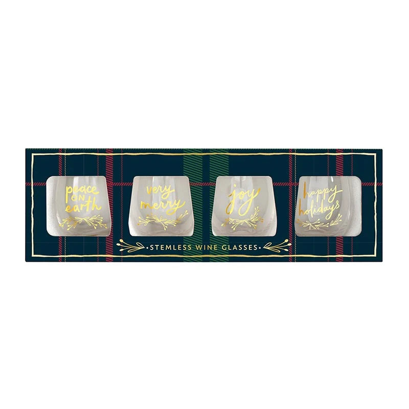 Boxed Stemless Wine Glass Set - Verry Merry