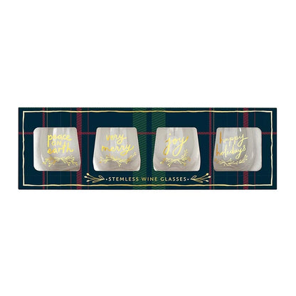 Boxed Stemless Wine Glass Set - Verry Merry