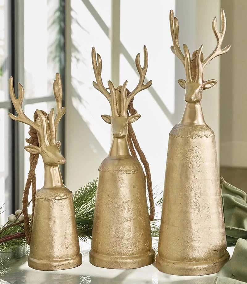 Champagne Platinum Reindeer Bell - Medium