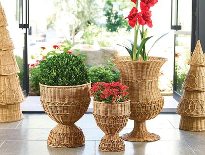 Rattan Pedestal Basket - Medium 16"