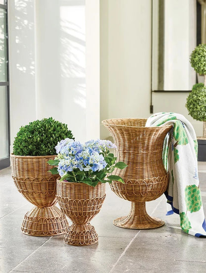 Rattan Pedestal Basket - Medium 16"
