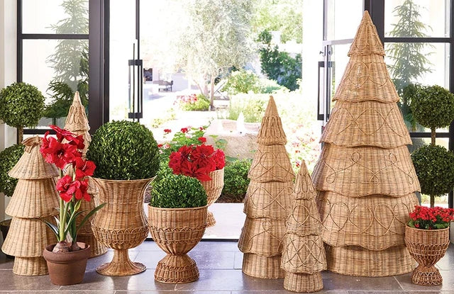 Rattan Pedestal Basket - Medium 16"