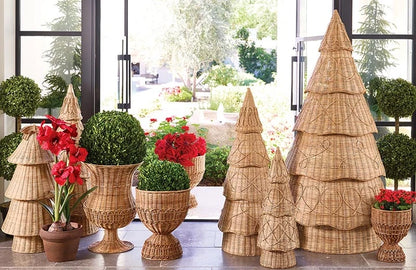 Rattan Pedestal Basket - Medium 16"