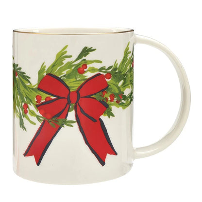 Wide Handle Mug - Holly Berry Bow