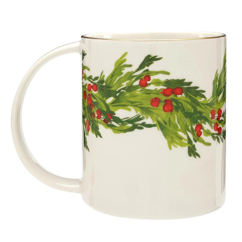Wide Handle Mug - Holly Berry Bow