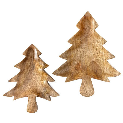 Face to Face Carved Tree Wood Bowl - Set of 2