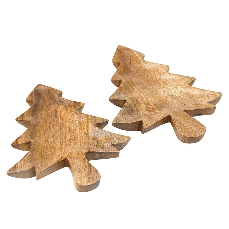 Face to Face Carved Tree Wood Bowl - Set of 2