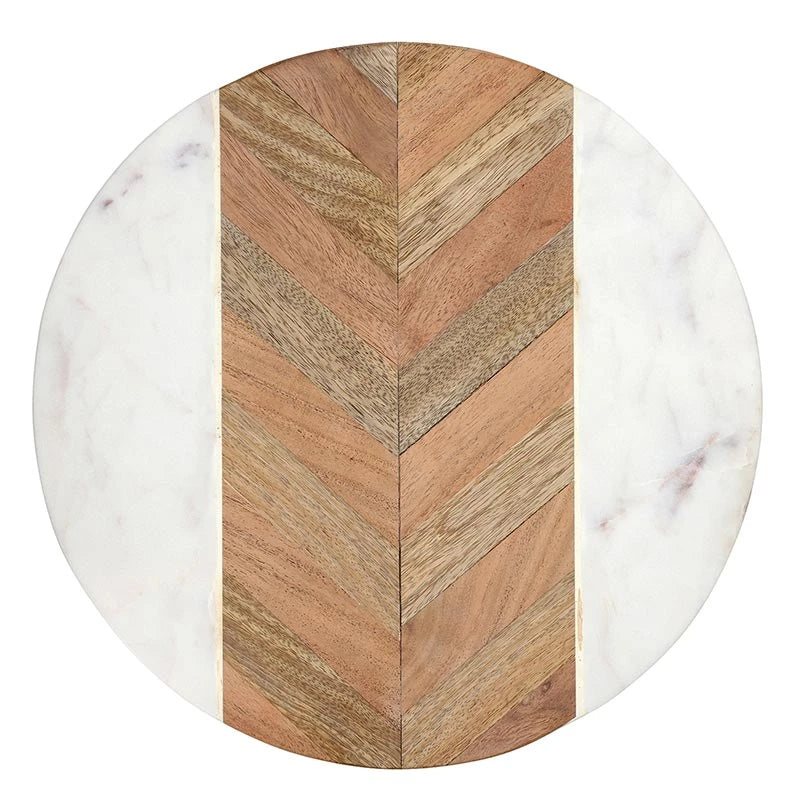 Face to Face Wood Herringbone + Marble Board