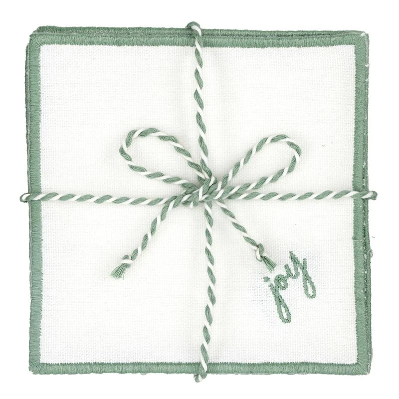 Face to Face Embroidered Cotton Coasters - Set of 6