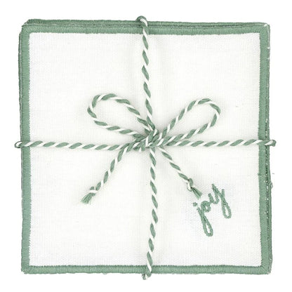 Face to Face Embroidered Cotton Coasters - Set of 6