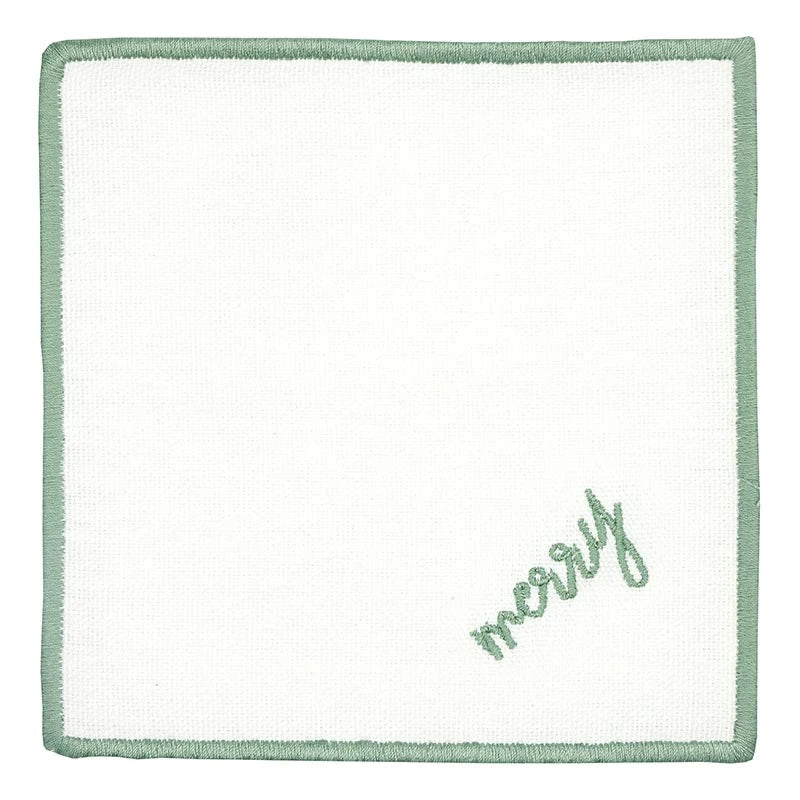 Face to Face Embroidered Cotton Coasters - Set of 6