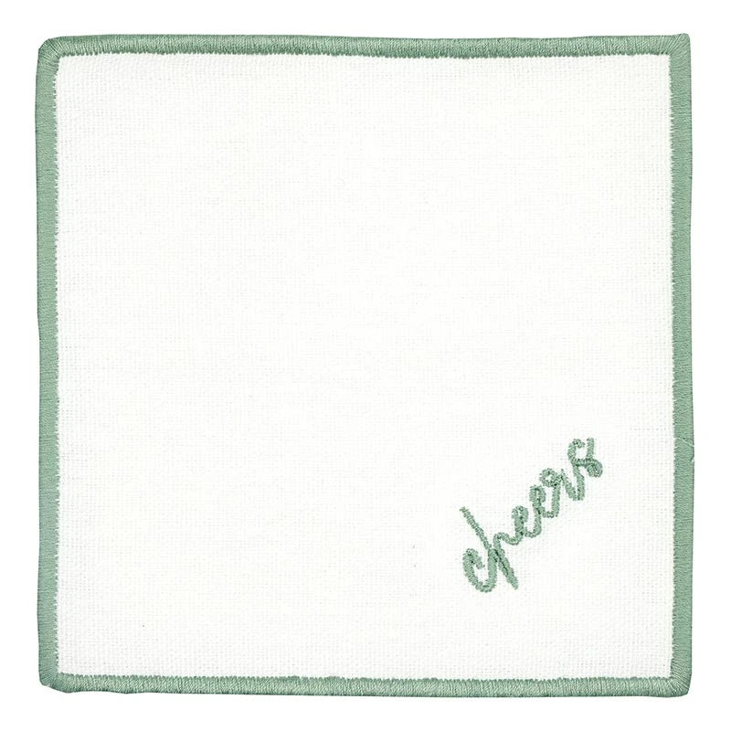 Face to Face Embroidered Cotton Coasters - Set of 6