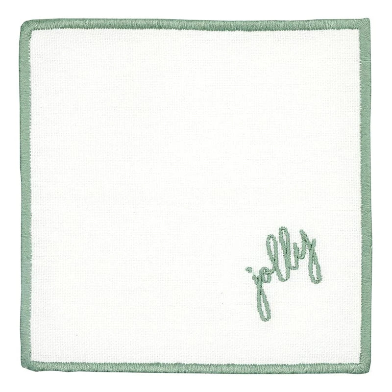 Face to Face Embroidered Cotton Coasters - Set of 6