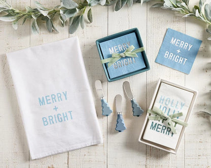 Face to Face Ceramic Tray + Guest Napkins - Holly Jolly