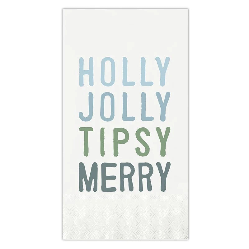 Face to Face Ceramic Tray + Guest Napkins - Holly Jolly