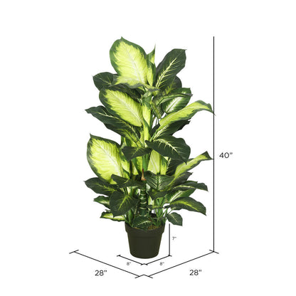 40" Artificial Green and White Dieffenbachia