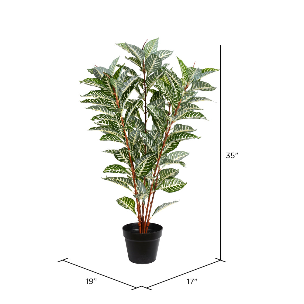 35" Artificial Green Real Touch Zebra Plant