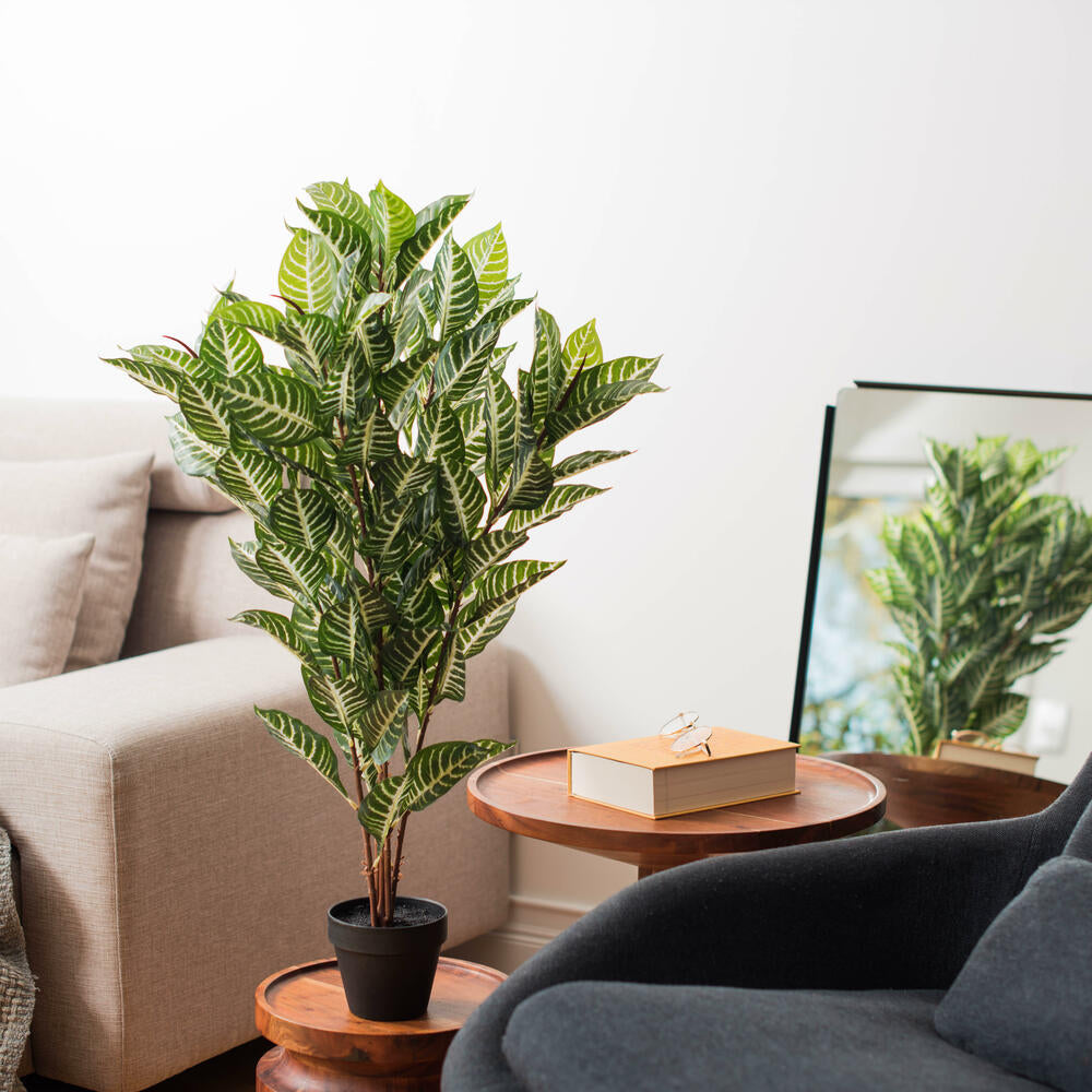 35" Artificial Green Real Touch Zebra Plant