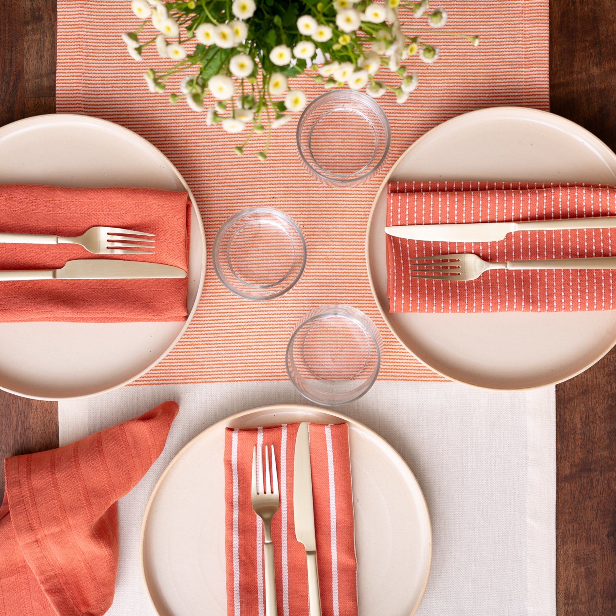 To Each Their Own napkin set - Papaya &amp; White