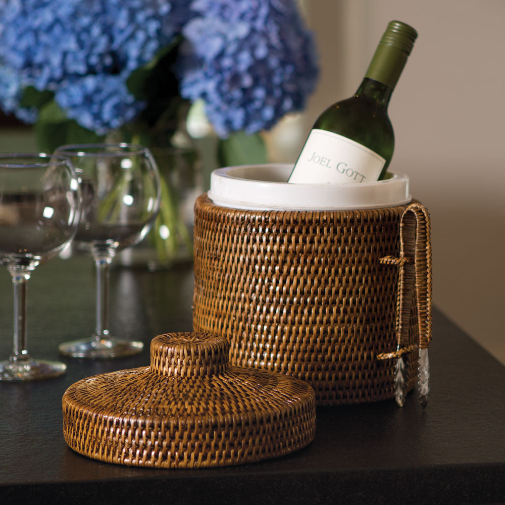 Burma Rattan Ice Box &amp; Tongs