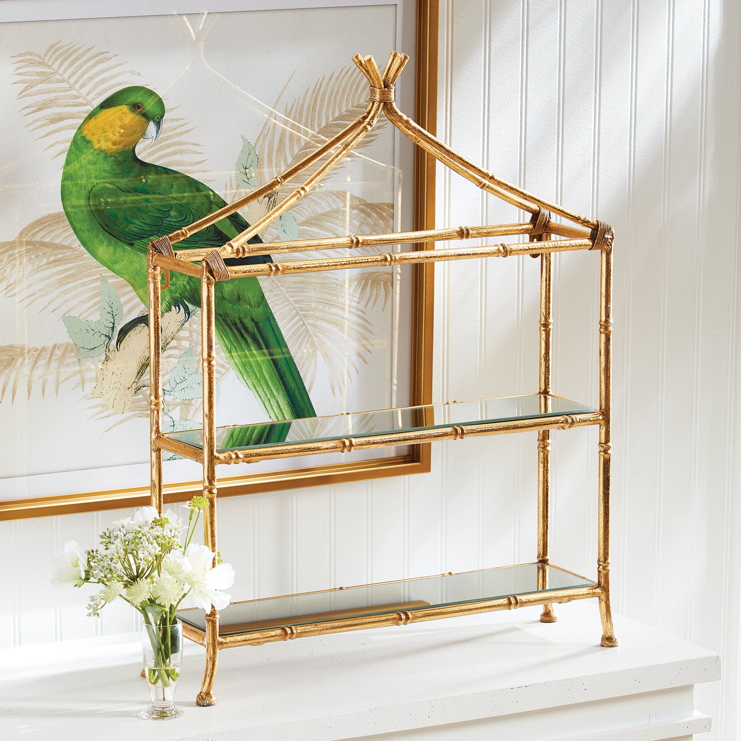 Daphne 2-Tier Curio Shelf- Gold