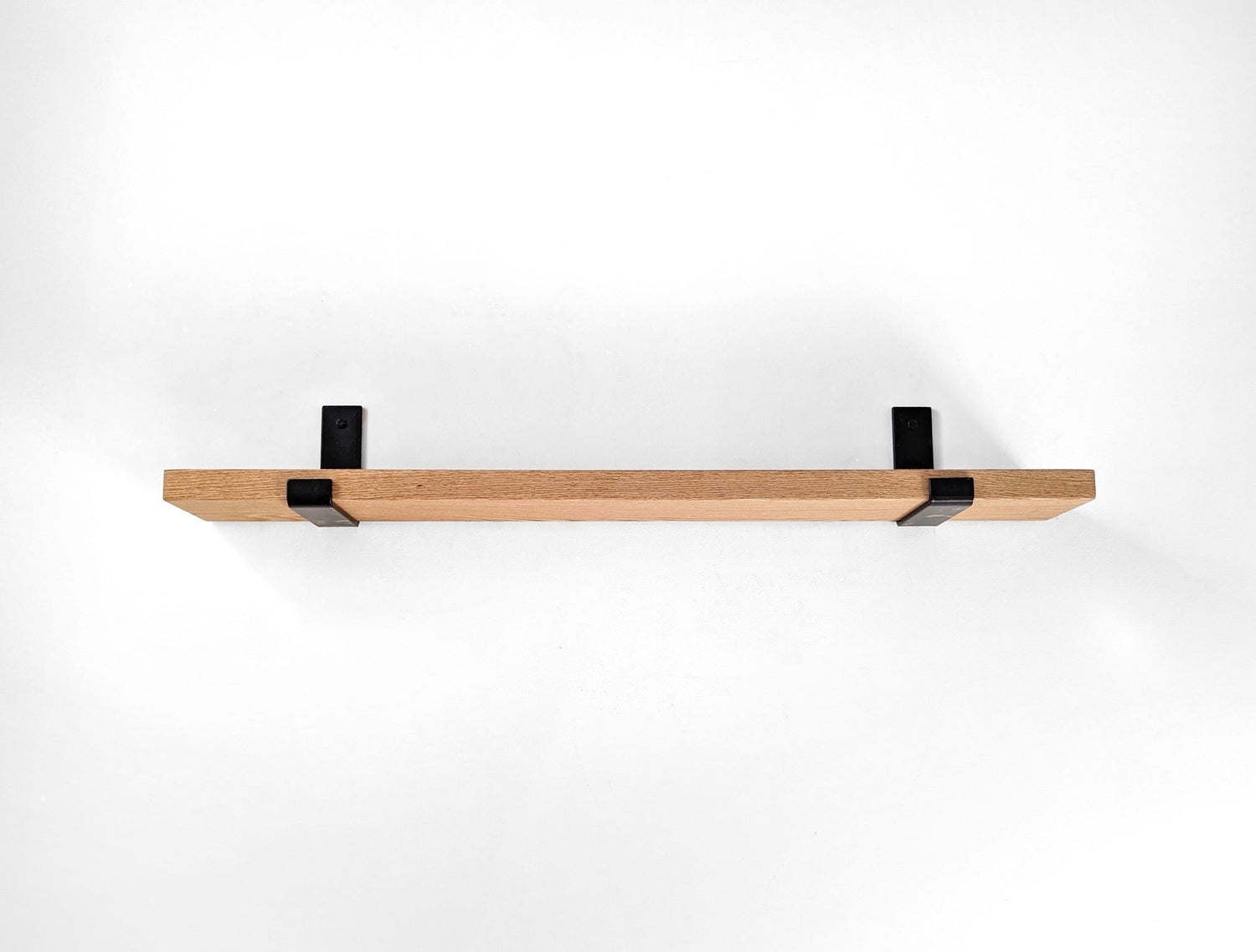 Thick Mahogany Shelf with Black Steel J Brackets