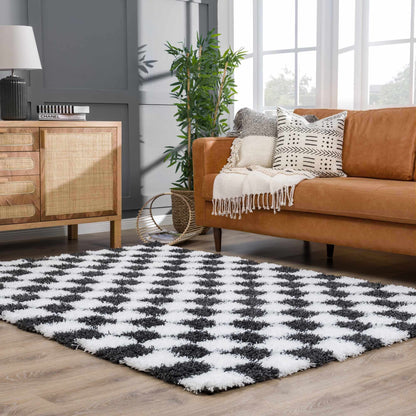 Atira Black &amp; White Checkered Area Rug