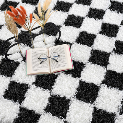 Atira Black &amp; White Checkered Area Rug