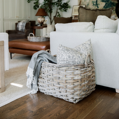 Rattan Rounded Oval Storage Basket