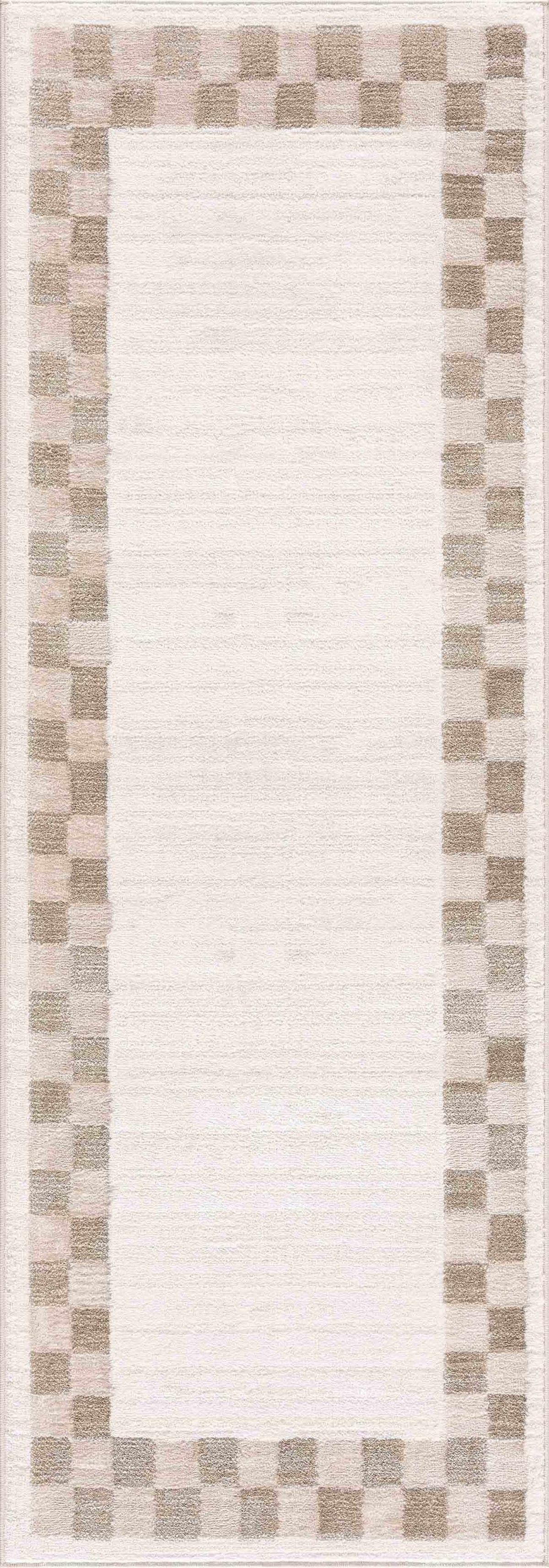 Azrika Beige Checkered Washable Rug - Clearance