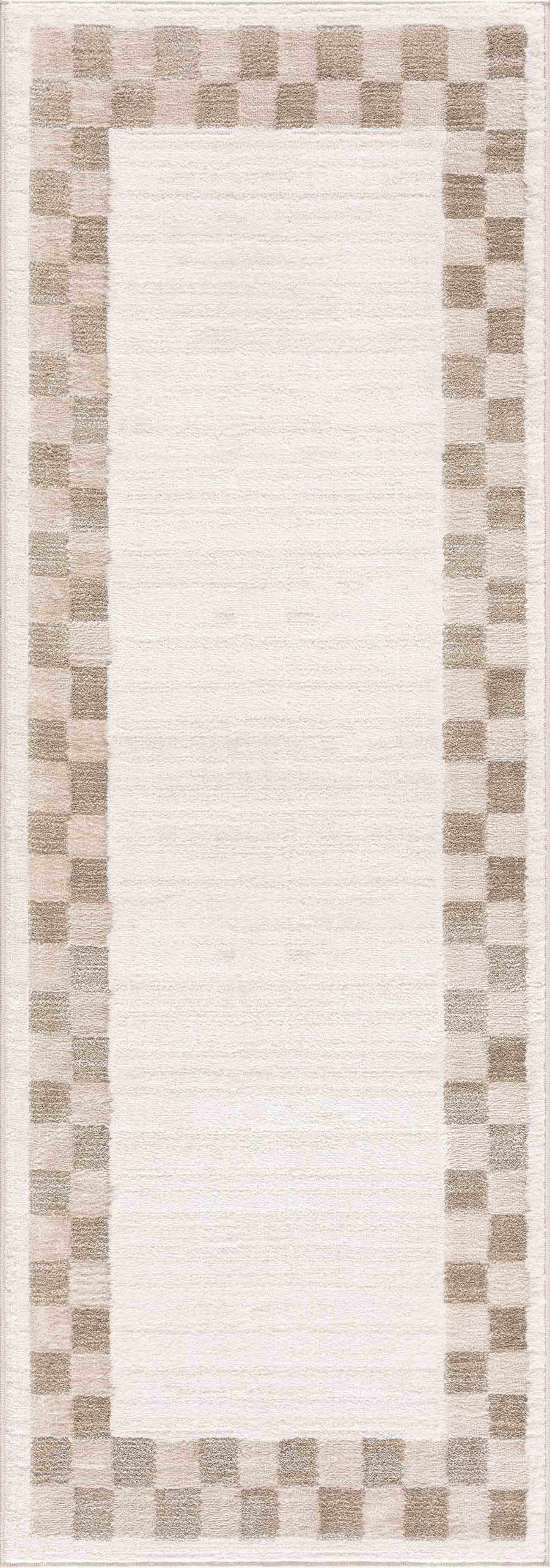 Azrika Beige Checkered Washable Rug - Clearance