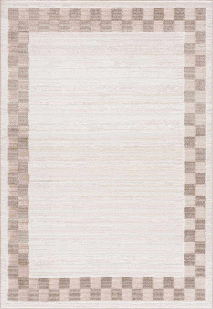 Azrika Beige Checkered Washable Rug - Clearance