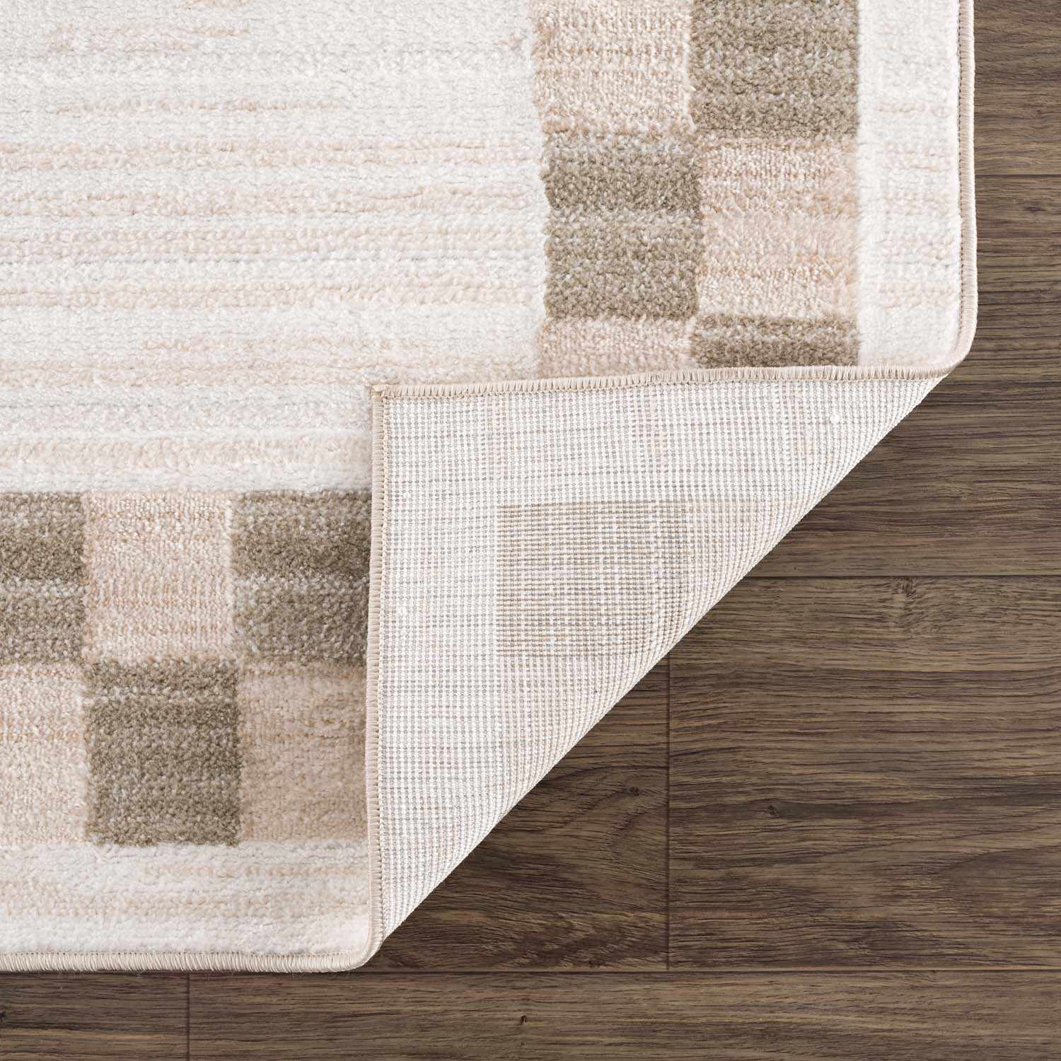 Azrika Beige Checkered Washable Rug - Clearance