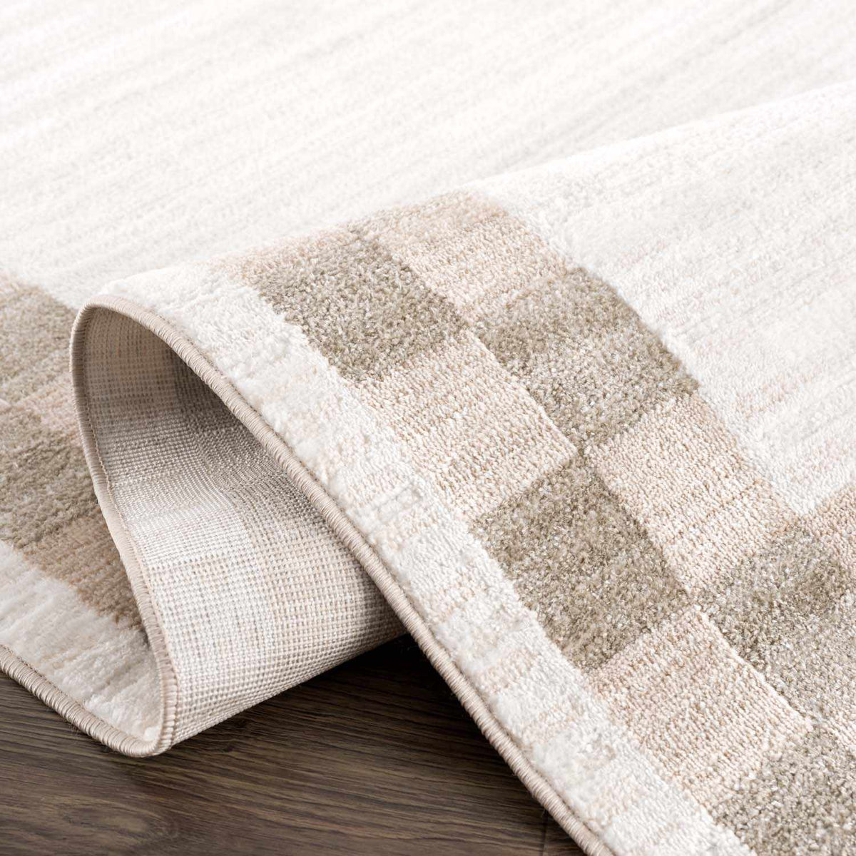 Azrika Beige Checkered Washable Rug - Clearance