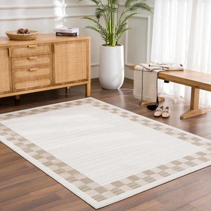 Azrika Beige Checkered Washable Rug - Clearance