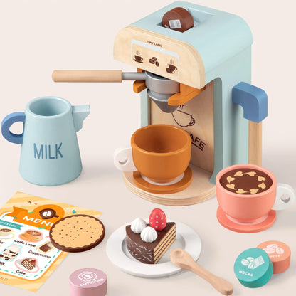 Tiny Land® Play Kitchen Accessories – Children’s Coffee Maker: Wooden Kids Play Coffee Maker Set
