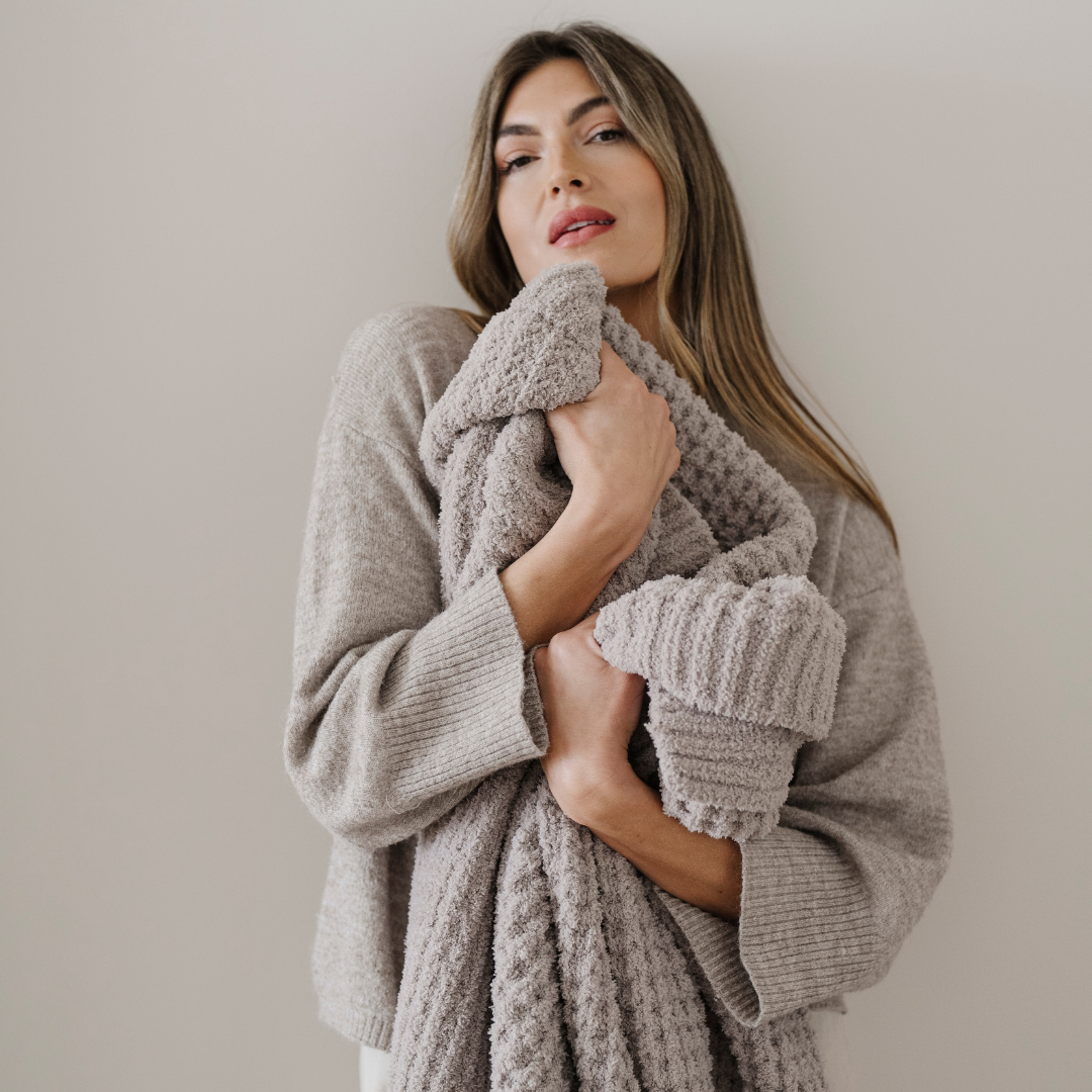 WAFFLE KNIT THROW BLANKETS
