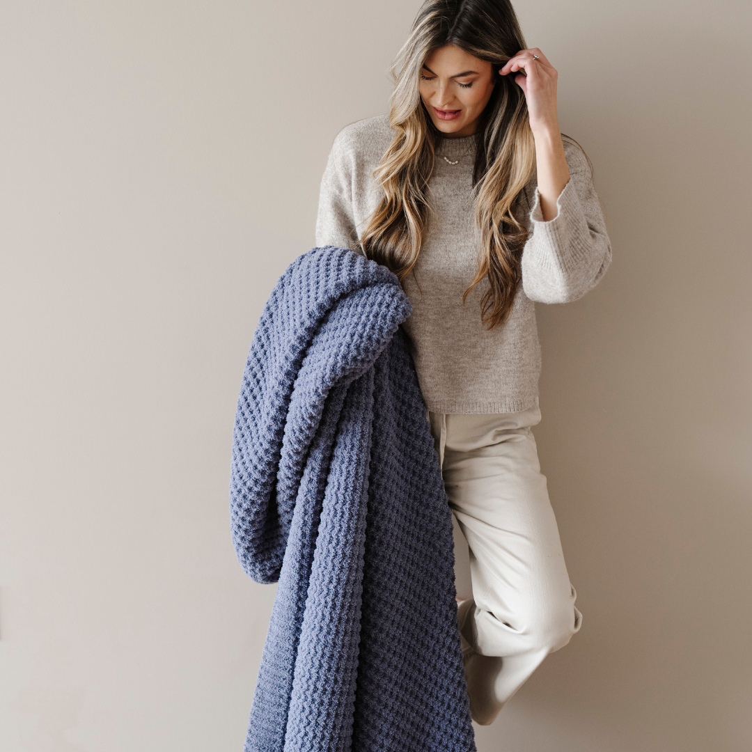 WAFFLE KNIT THROW BLANKETS