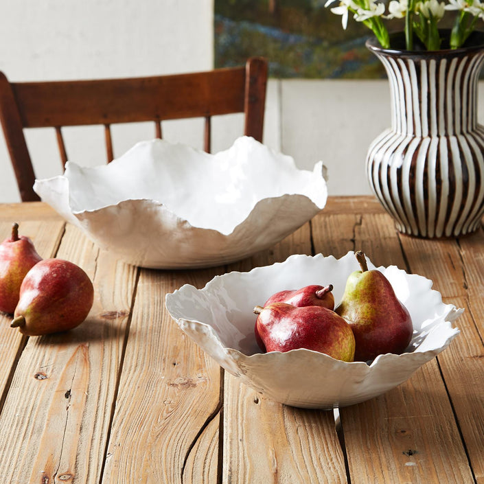 Set of 2 White Free Form Bowls