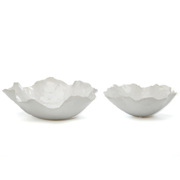 Set of 2 White Free Form Bowls