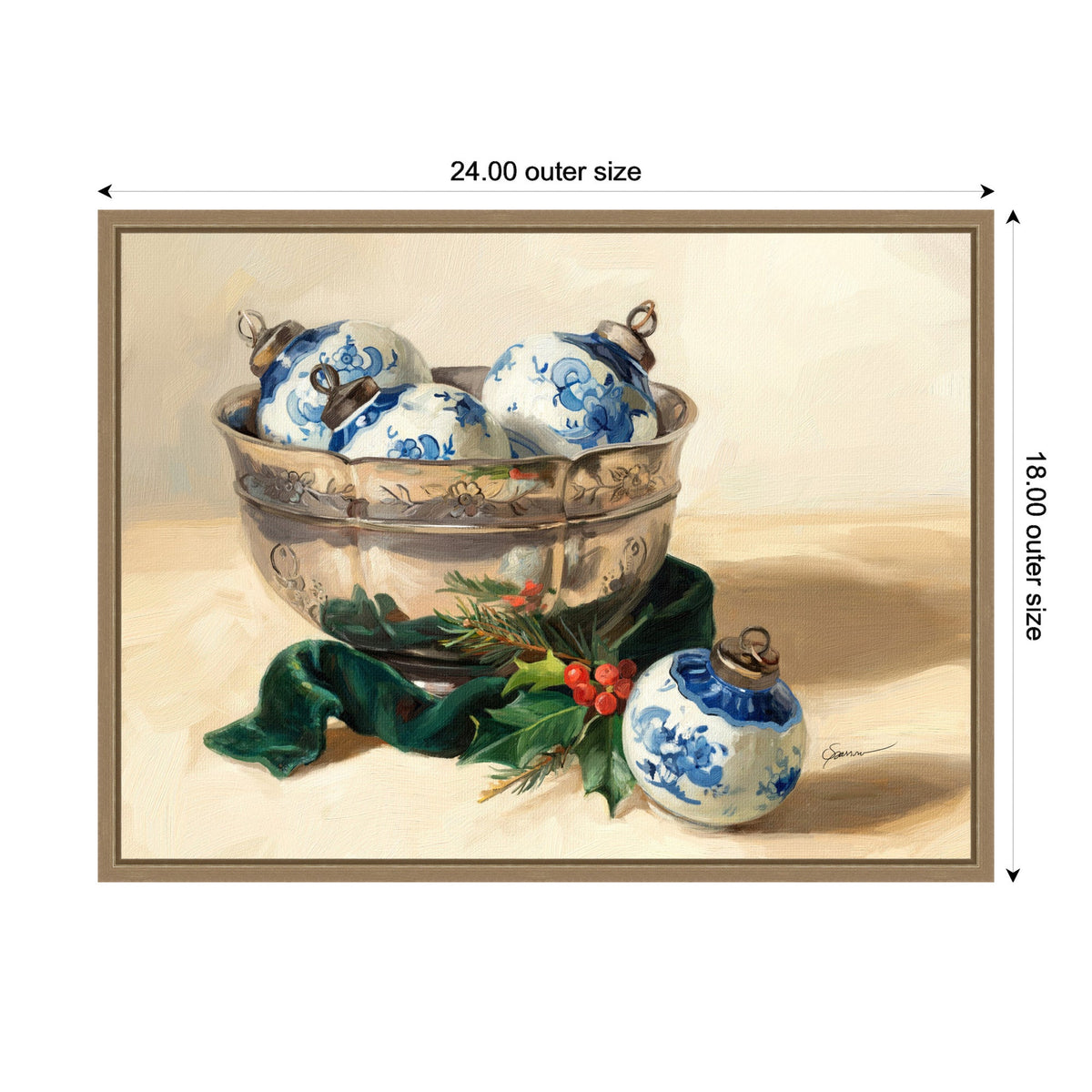 Blue Christmas 1 by Mary Sparrow Framed Canvas Wall Art Print