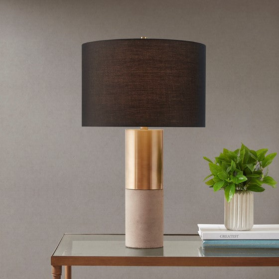 Fulton Concrete Table Lamp- Gold/Grey/Black