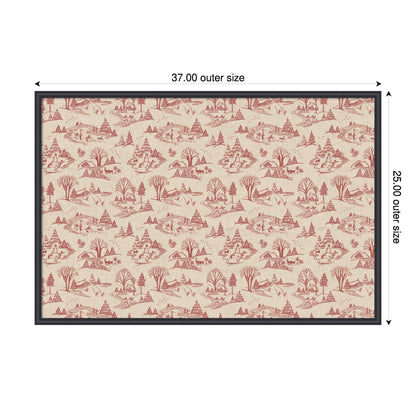 Framed Fabric Magnetic Board Wonderland Red Toile Wall Organization