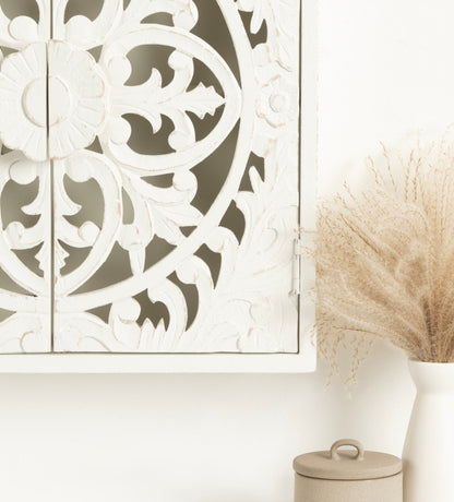 Saanvi Carved Wood Wall Cabinet