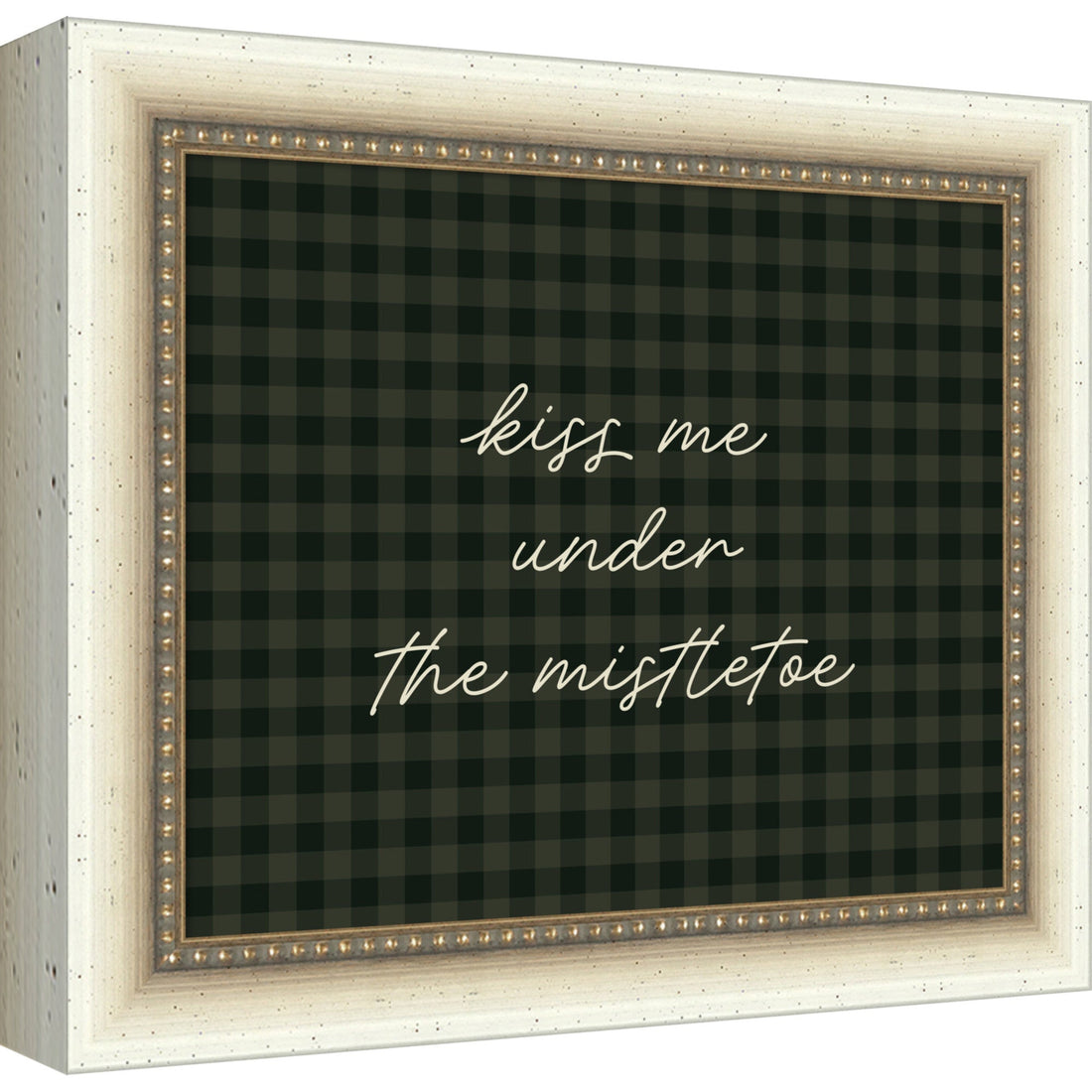 Mistletoe Kiss Green Gingham by The Creative Bunch Studio Framed Mounted Canvas Wall Art Print
