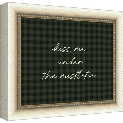 Mistletoe Kiss Green Gingham by The Creative Bunch Studio Framed Mounted Canvas Wall Art Print
