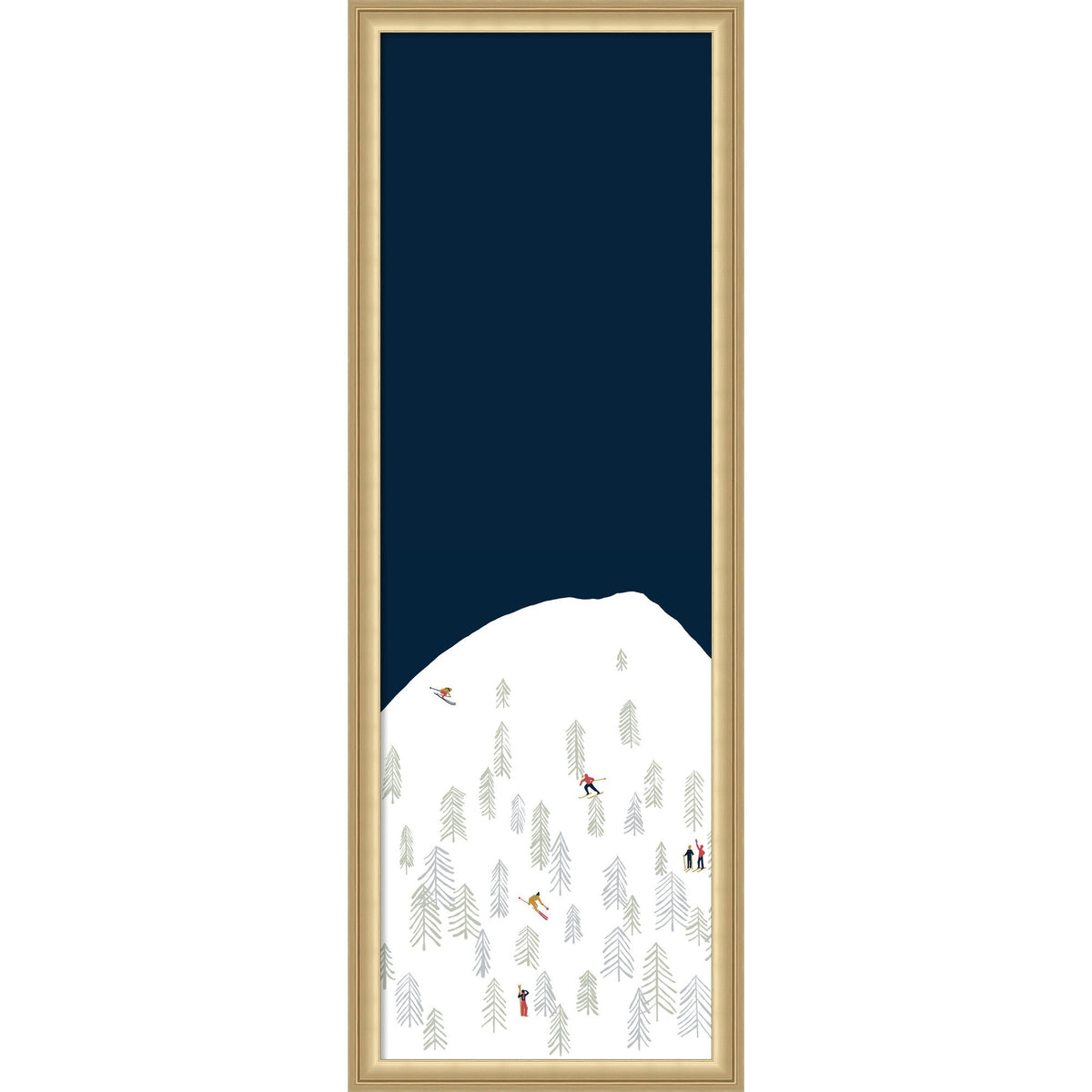 Framed Fabric Magnetic Board Winter Skiers Wall Organization