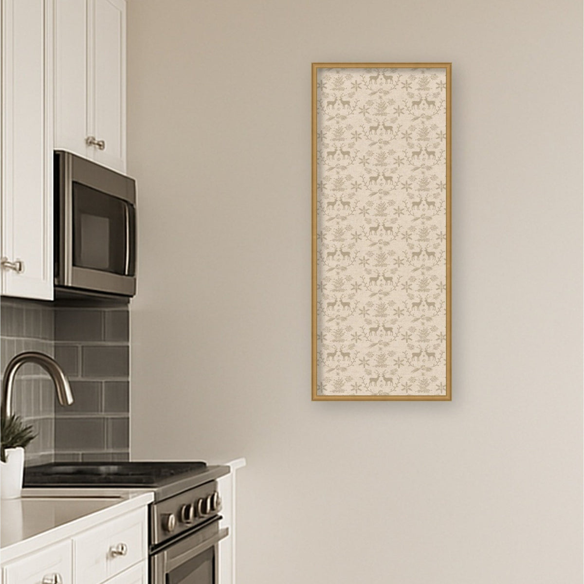 Framed Fabric Pinboard Reindeer Linen Printed Bulletin Board