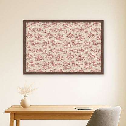 Kate and Laurel Framed Fabric Pinboard Wonderland Red Toile