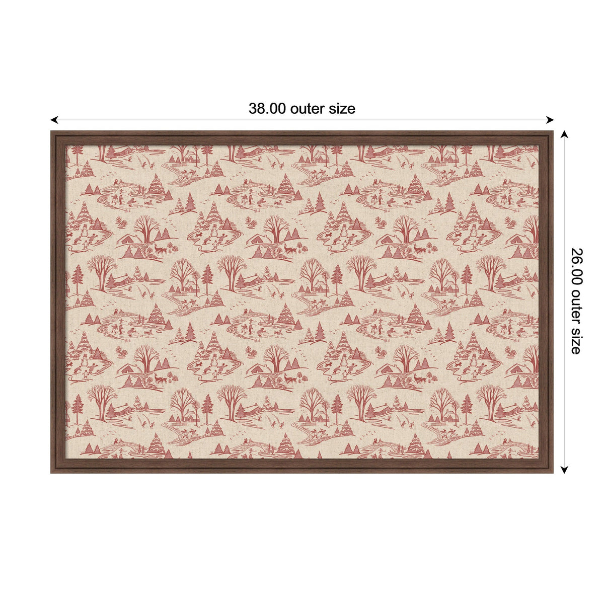 Kate and Laurel Framed Fabric Pinboard Wonderland Red Toile